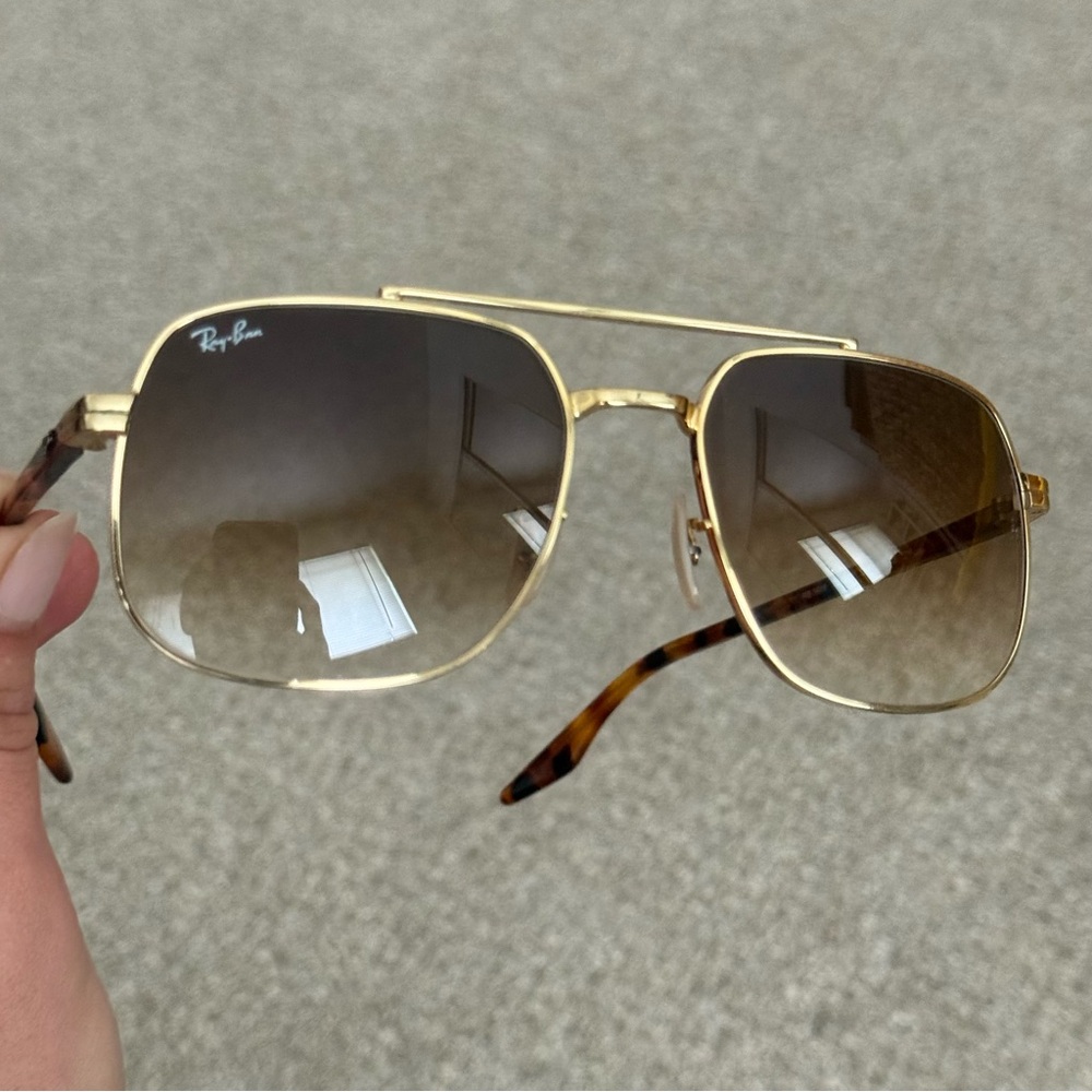 Ray-Ban Gold Frame Sunglasses with Brown Lenses